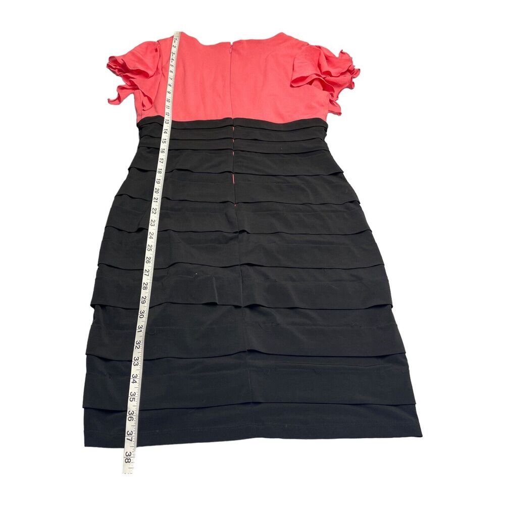 Melrose Sheath Dress Girls 12 Pink Black Pleated Flutter Sleeve Surplice Neck - Picture 6 of 7